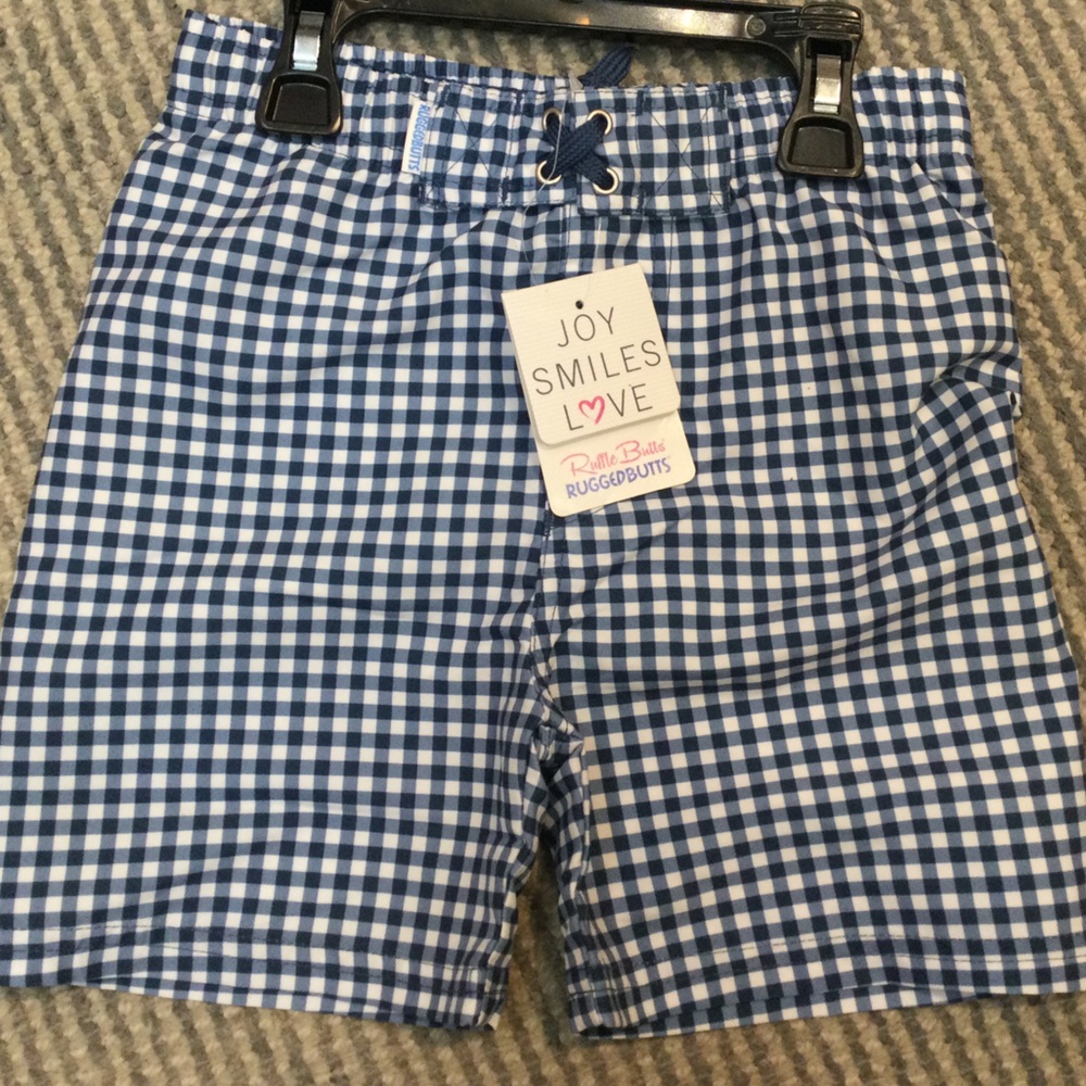 Ruffle Butts Rugged Butts gingham swim trunks